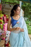 Sky Blue Colour Faux Georgette Handwork Sarees Best Wholesale Shop In Surat